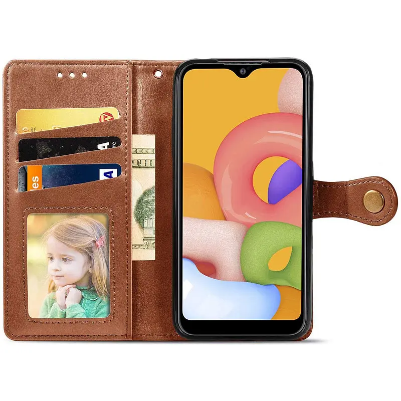 Кожаный чехол-книжка GETMAN Gallant (PU) для Oppo A38 / A18 Коричневый - фото 3