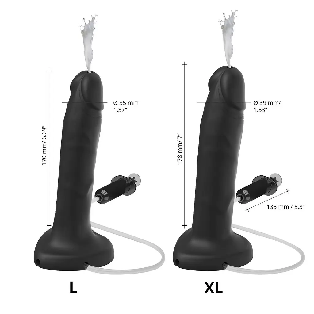Закінчуючий фалоімітатор Strap-On-Me SQUIRTING CUM DILDO REALISTIC Black XL - фото 3