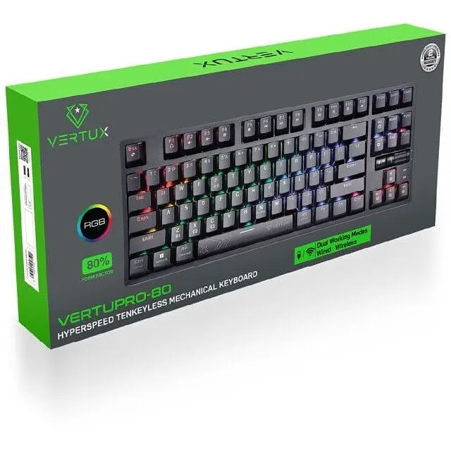 Клавіатура дротова Vertux VertuPro-80 Wireless/USB Black (vertupro-80.black) - фото 6