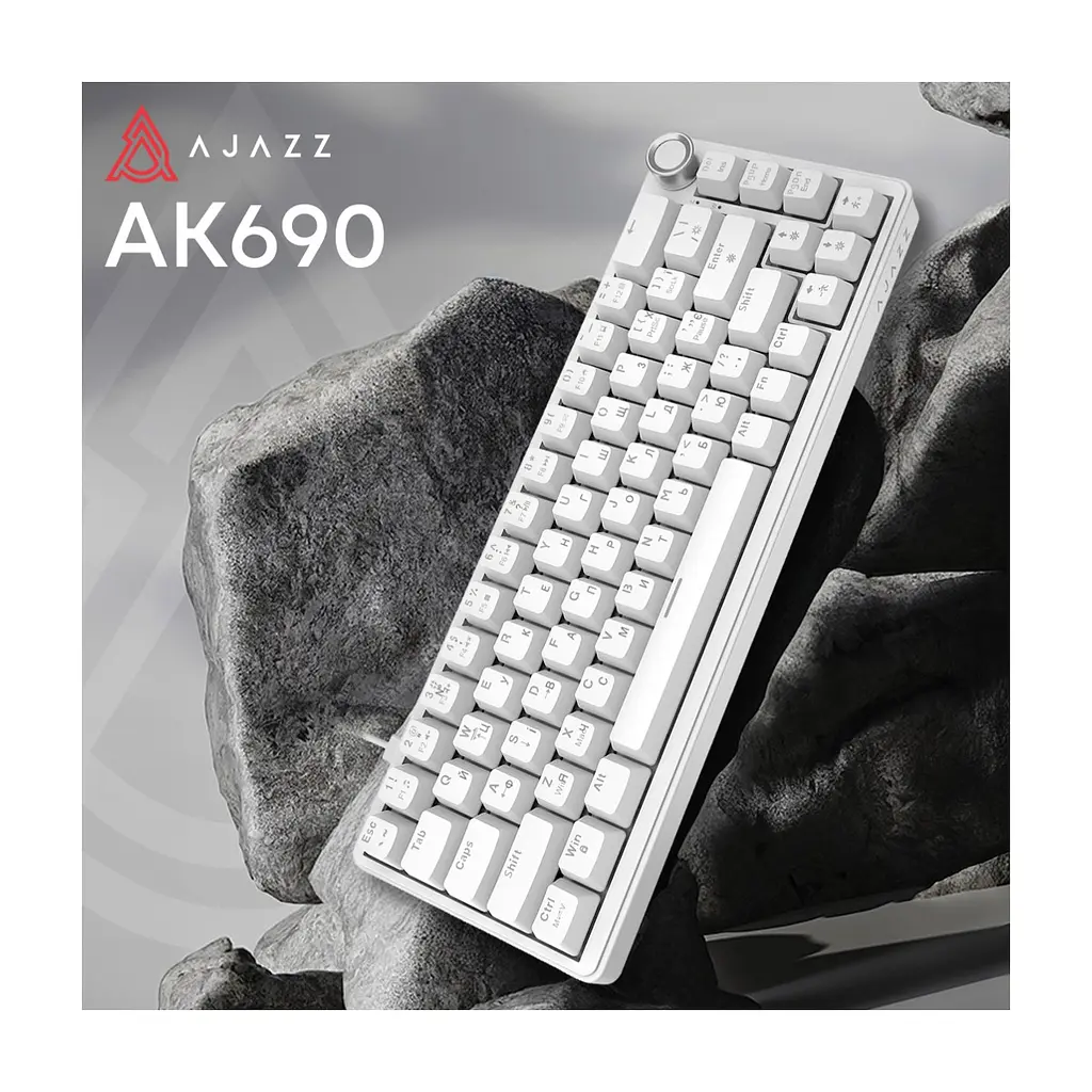 Клавіатура Ajazz AK690 Peach Mist Switch USB UA White (AK690-PM-W) - фото 6