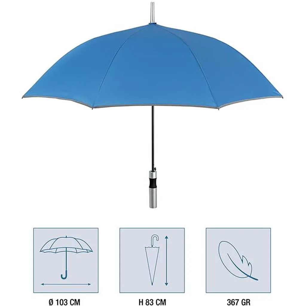 Зонтик-трость Perletti Reflecting с системой антивитер синий (P96014-05) - фото 4