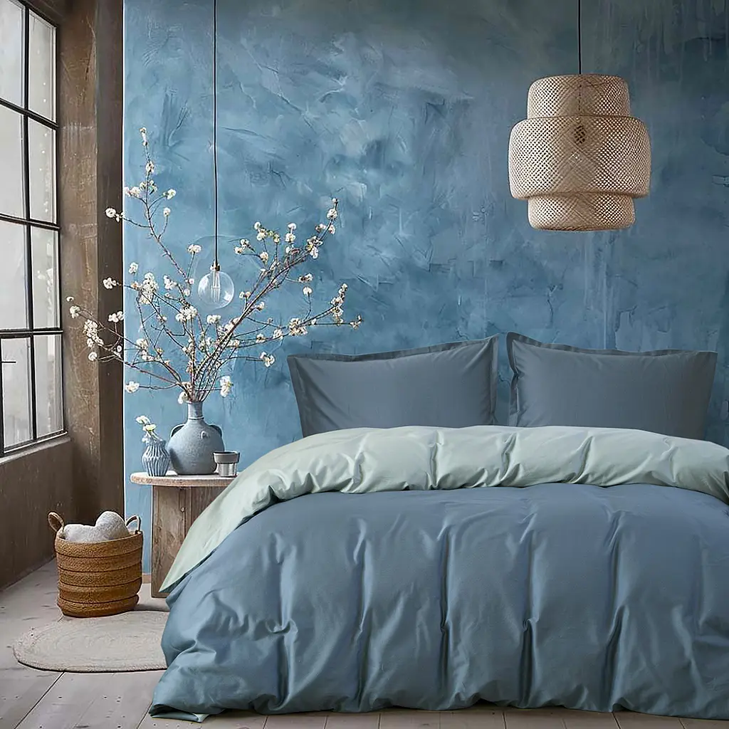 Постельное белье сатин premium 300ТС Lotus Home - Florida деним семейный - фото 2