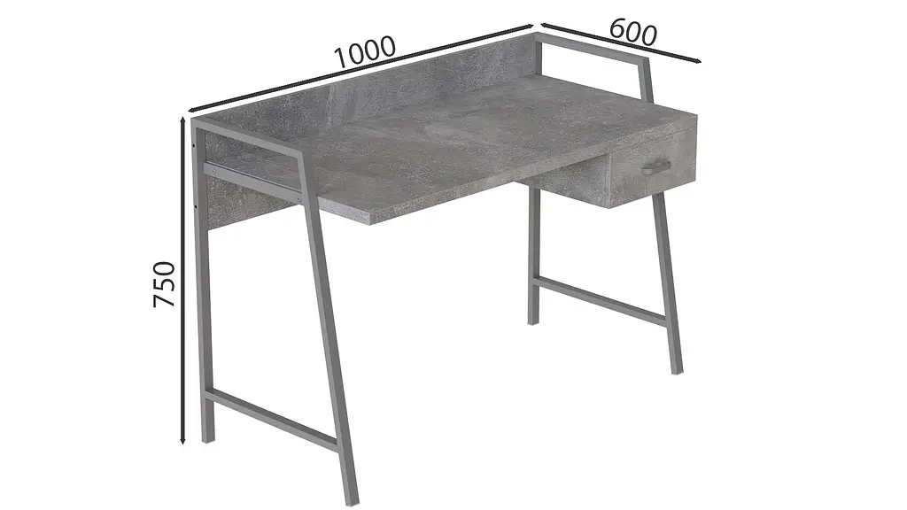 Письменный стол Ferrum-decor Комфорт 750x1000x600 Серый металл ДСП Бетон 32 мм (FRD-103435) - фото 4