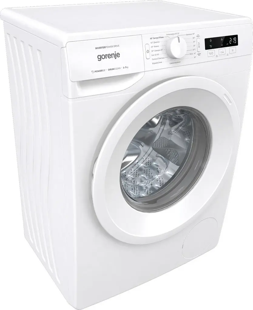 Пральна машина Gorenje з фронтальним завантаженням, інверторна, 7кг, 1200, A+++, глибина 46.5см, Дисплей, Білий (WNPI72SB) - фото 2