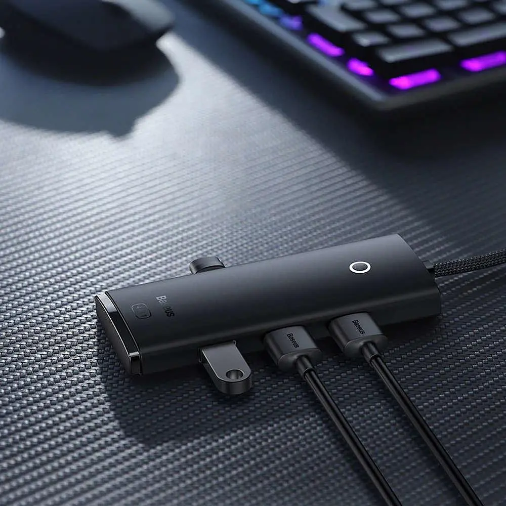 USB-хаб Baseus Lite Series 4-Port Type-C HUB Adapter Type-C to USB 3.0*4 25cm WKQX030301 Black - фото 3