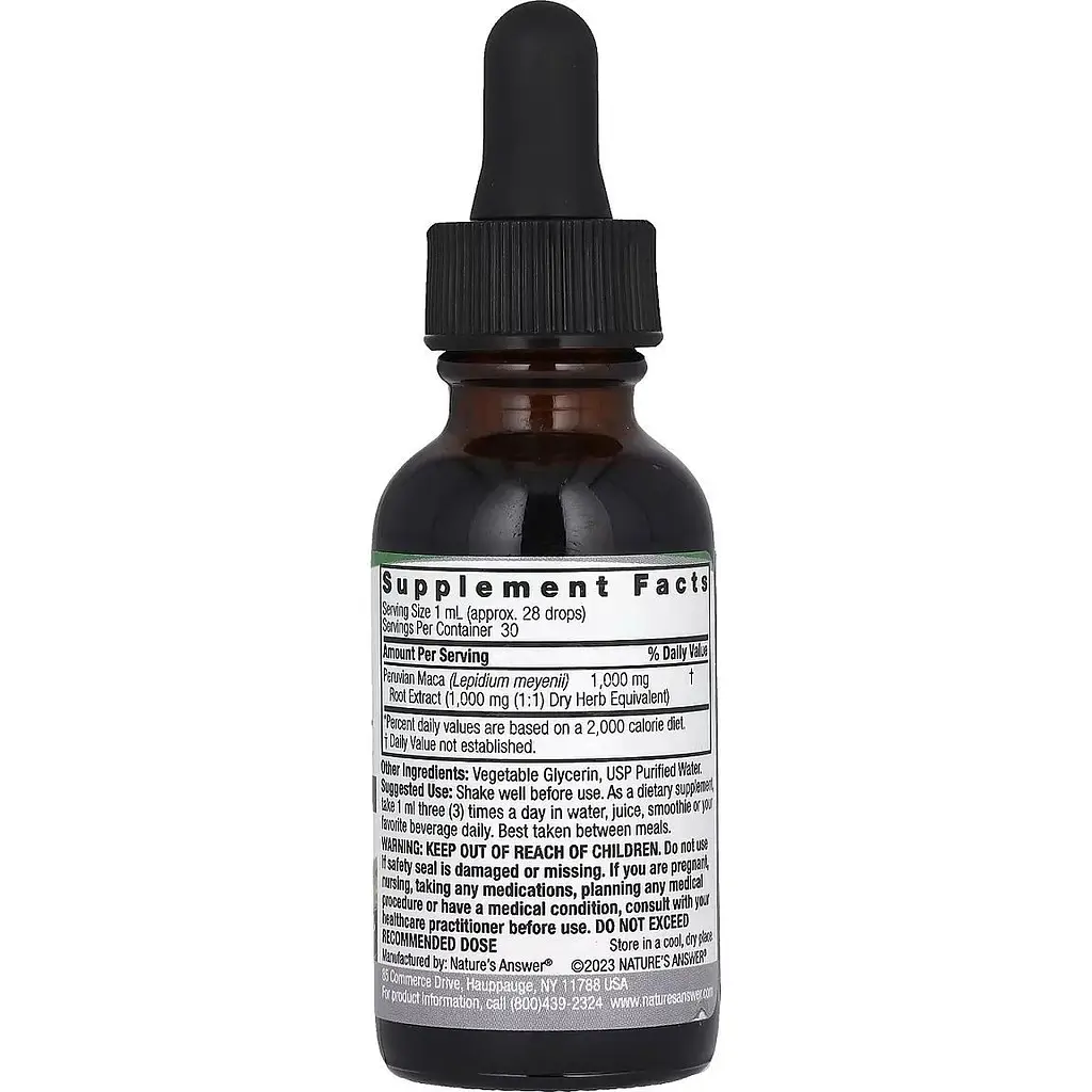 Мака Nature's Answer Maca Root Alcohol-Free 1000 мг 30 мл - фото 2