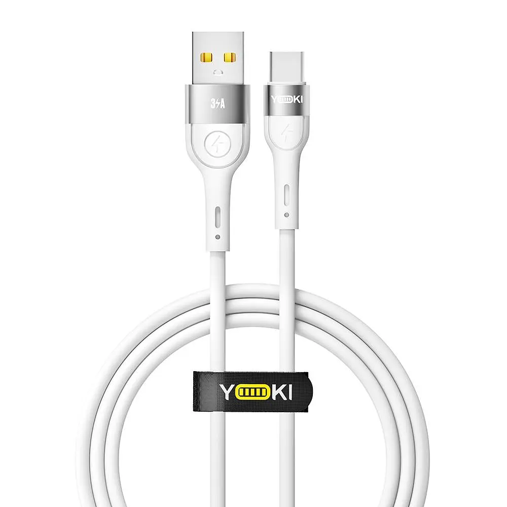 Кабель для заряджання та обміну даними Yoki YK-EX11 EXTRA Series USB/Type C 60W 3A/20V 1.2 m White