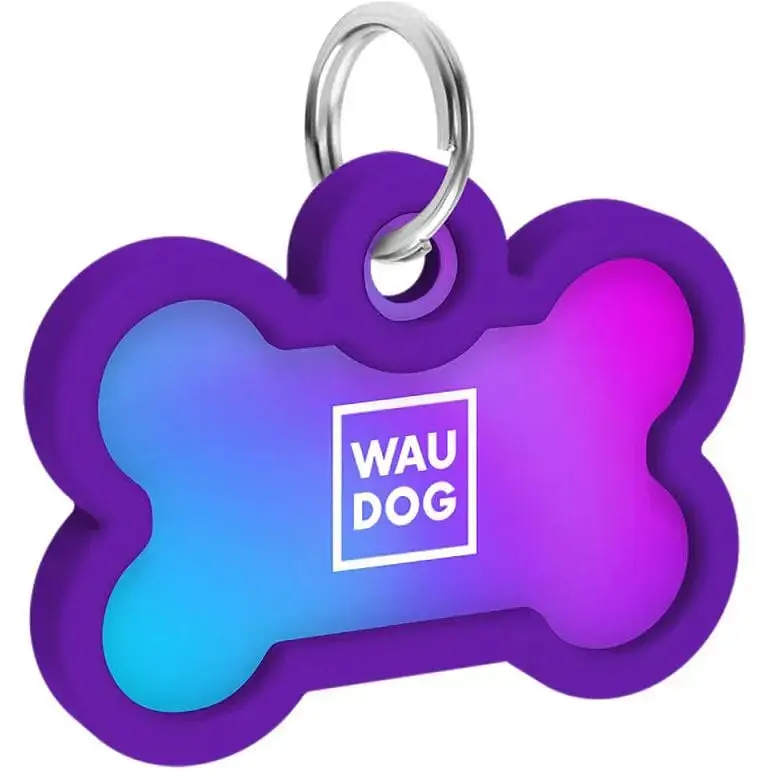 Адресник для собак і котів Waudog Smart ID з QR паспортом Градієнт фіолетовий 4х2.8 см - фото 3