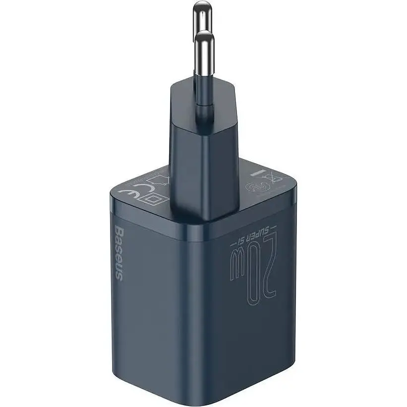Мережевий зарядний пристрій Baseus Super Si 1C 20W EU Set with Type-C to iP 1m blue (TZCCSUP-B03) - фото 3