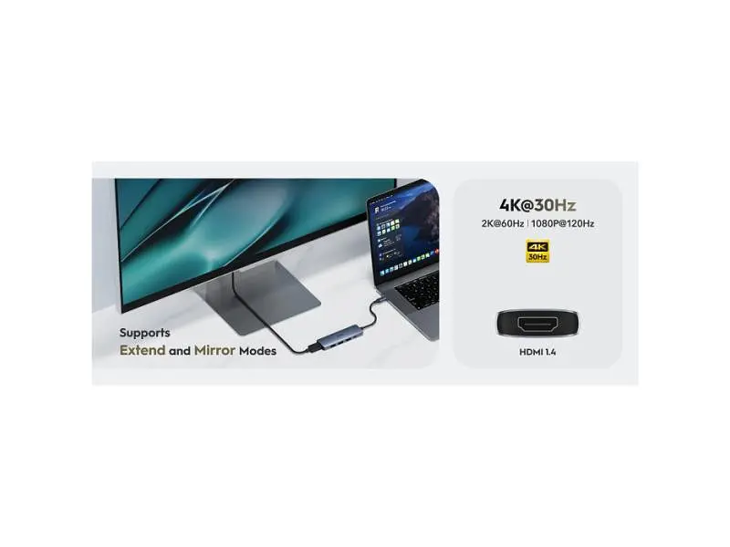 Док-станція CUDY 5-in-1 Grey (UH405) - фото 6