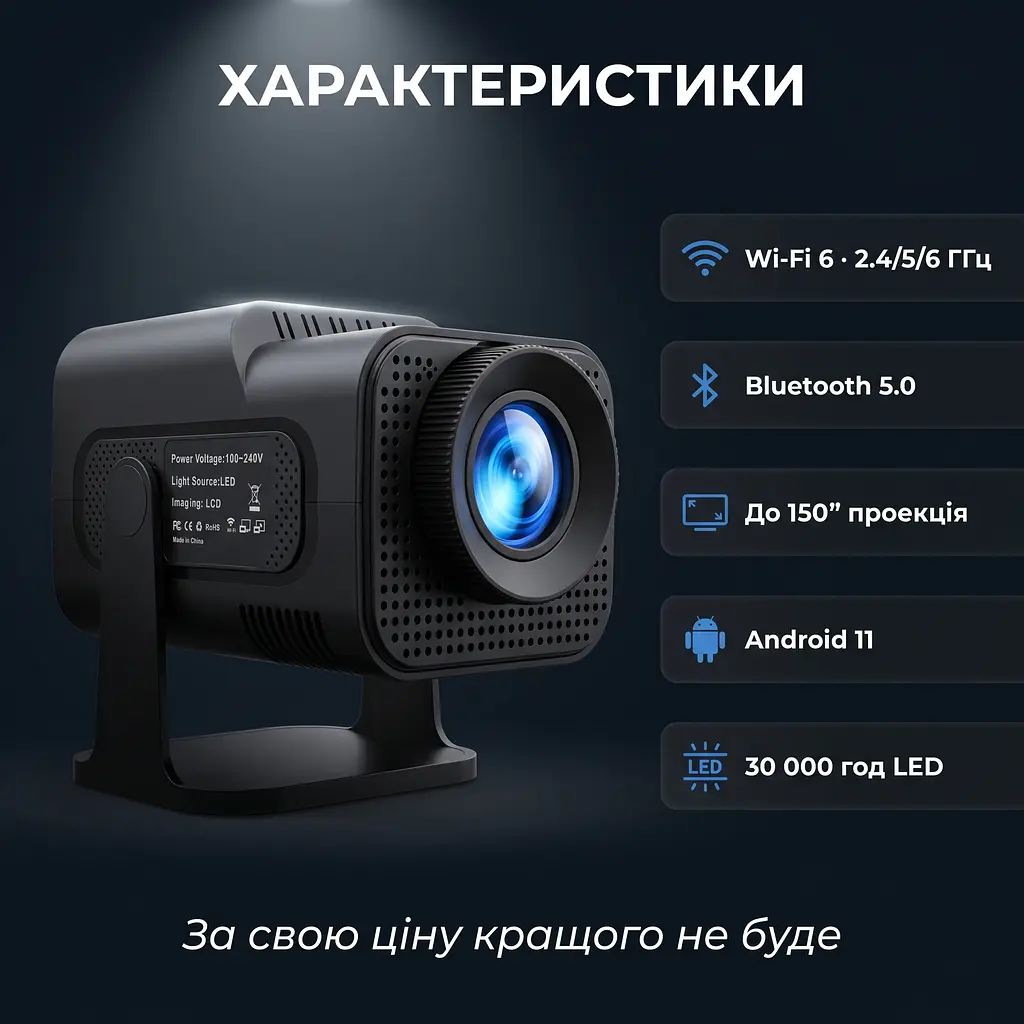 Проектор Magcubic Android 11 HY320 mini Allwinner H713 (чорний) - фото 10