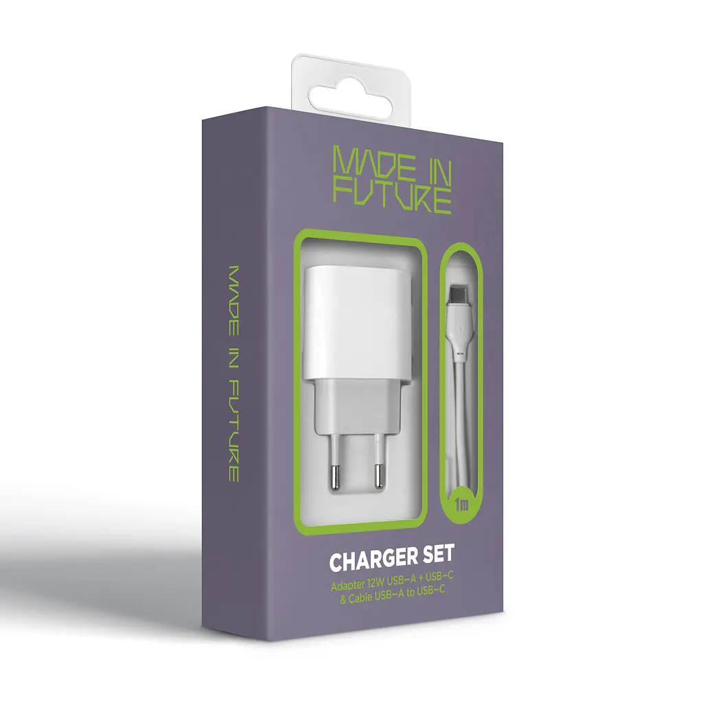 Мережевий зарядний пристрій MadeInFuture MFS12 12W A+C + кабель USB-A to USB-C White (MIF82822) - фото 7