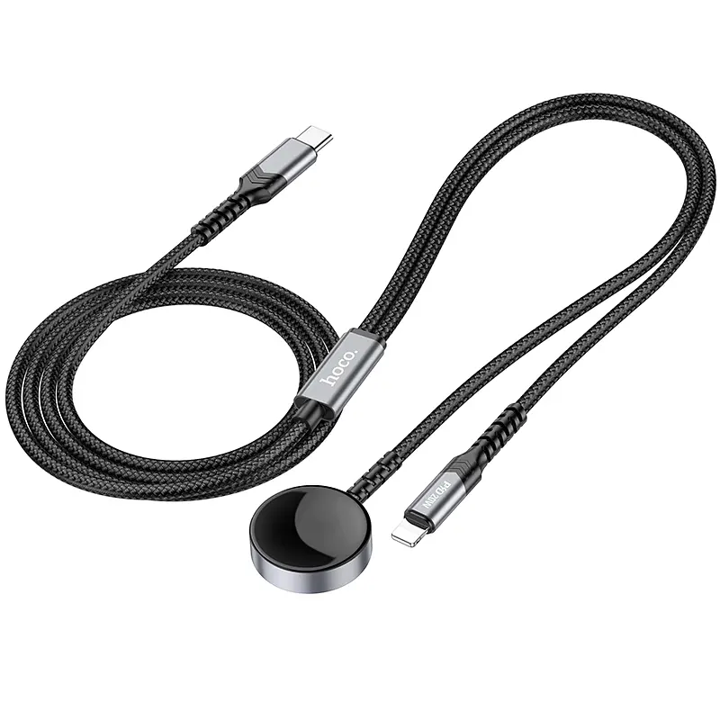 Дата кабель Hoco CW54 2in1 Type-C to iWatch/Lightning 2.5W (1.2m) Black - фото 3