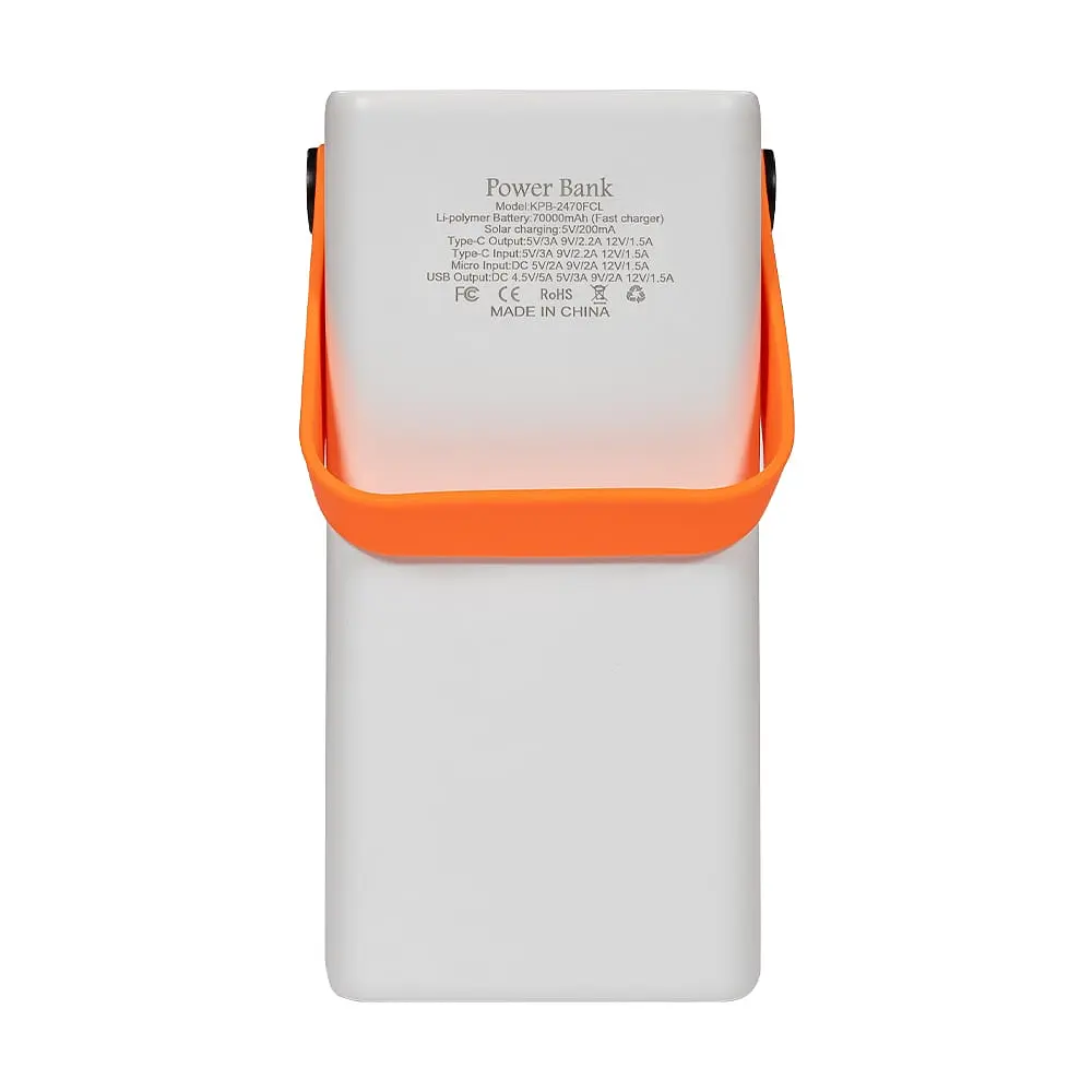 Повербанк 70000mAh Power Bank Kraft KPB-2470FCL White 22.5W QC3.0 LED-ліхтар (43-00070) - фото 4