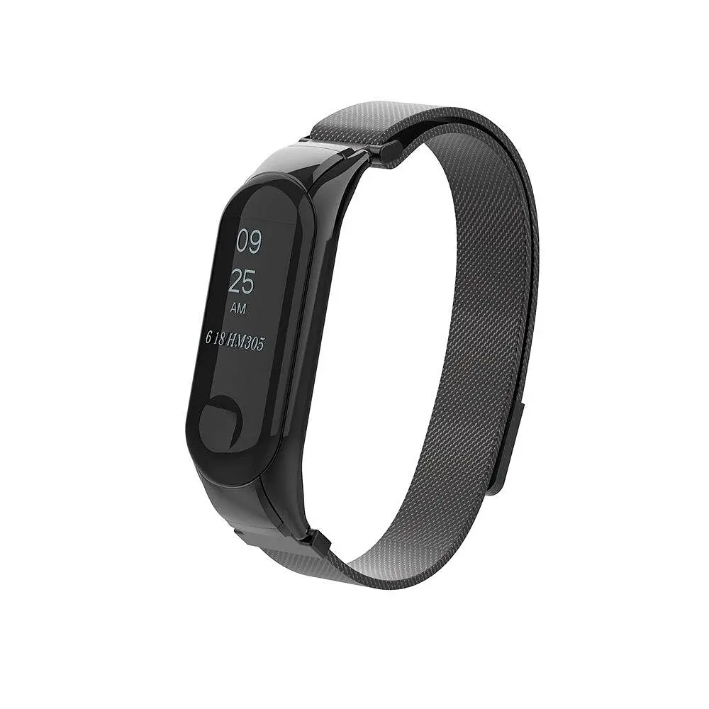 Ремінець для фітнес-браслета Boorui для Xiaomi Mi Band 5 і 6 міланська петля чорний - фото 2