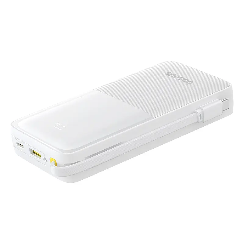 Зовнішній акумулятор Baseus Bipow 2 Digital Display Power Bank With Built-in USB-C Cable 20000mah 20W Moon White (P10077101213-01) - фото 6
