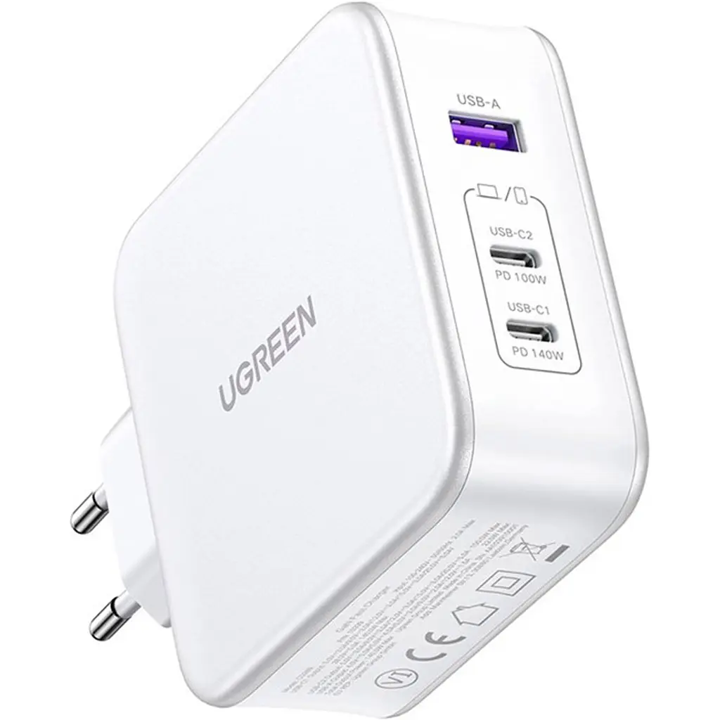 Мережевий зарядний пристрій Ugreen CD289 GaN Fast Charger 140W + Cable USB-C White [15339] [99285] - фото 2