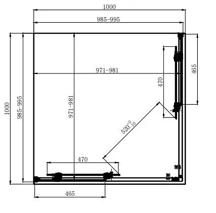 Душова кабіна Dusel DSL194 Chrome 1000x1000x1900, Хром, Універсальна, прозорий, хром, 100x100 - фото 2