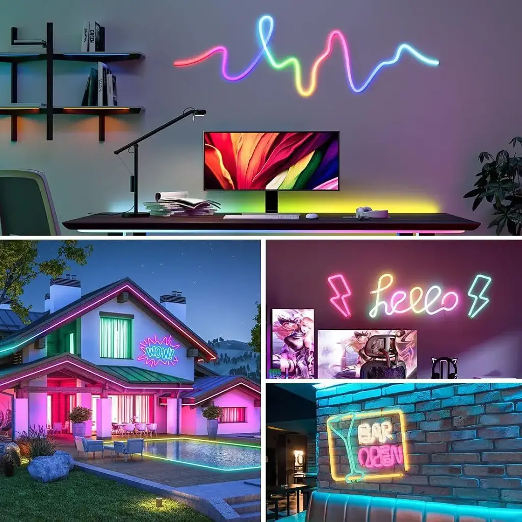 Неонова LED RGB стрічка 5 м із лускатим покриттям і керуванням через застосунок, пульт - фото 10