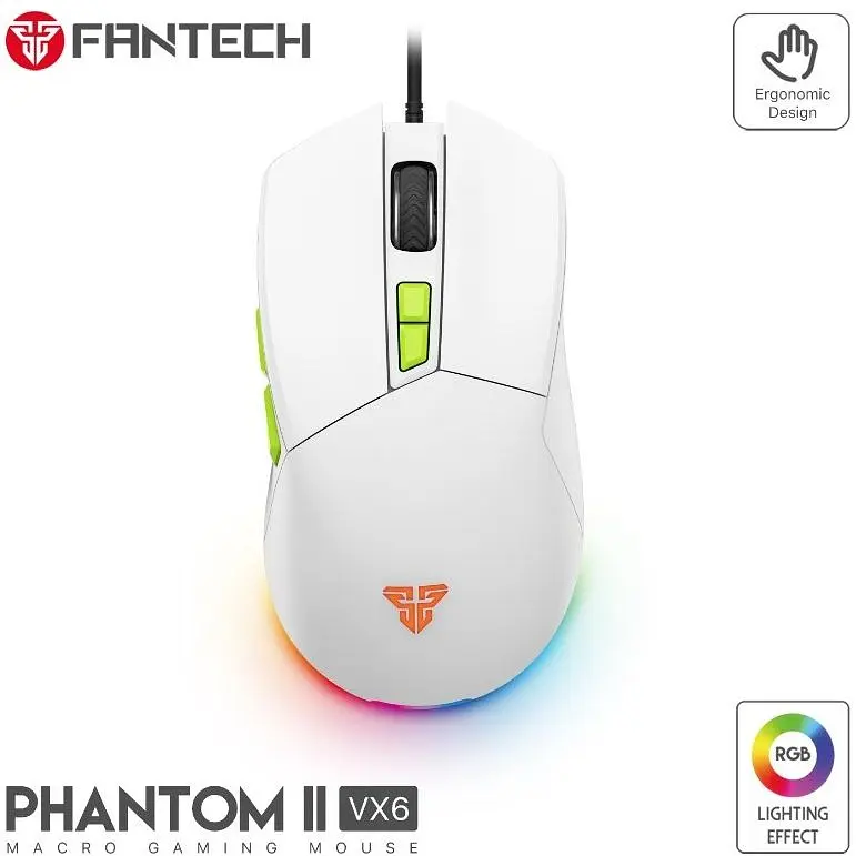 Ігрова миша Fantech VX-6 PHANTOMII 60IPS, 20G, 7200DPI White - фото 3
