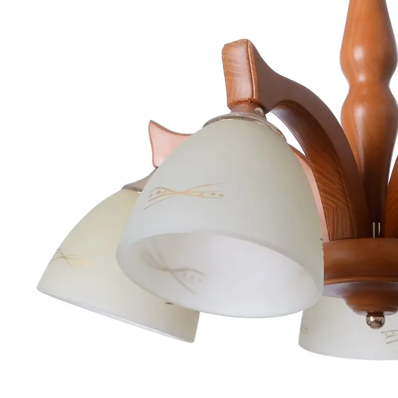 Люстра потолочная Brille деревянная E27 60W BR (BKL-403C/5) - фото 3