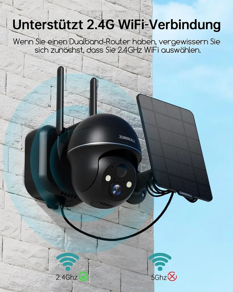 Вулична Wi-Fi камера ZUMIMALL 2K з сонячною панеллю та PTZ 360° - фото 5