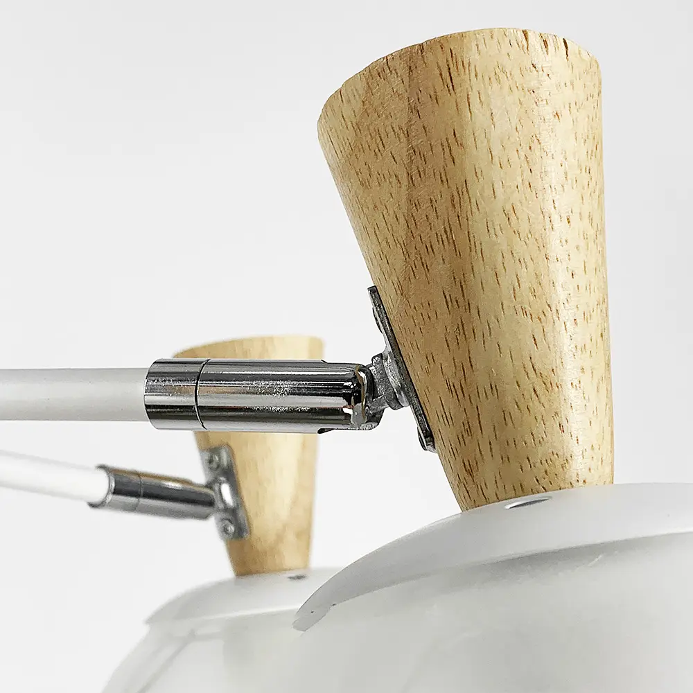 Біла люстра на 5 плафонів з елементами дерева Line.F 51899/5 - фото 4