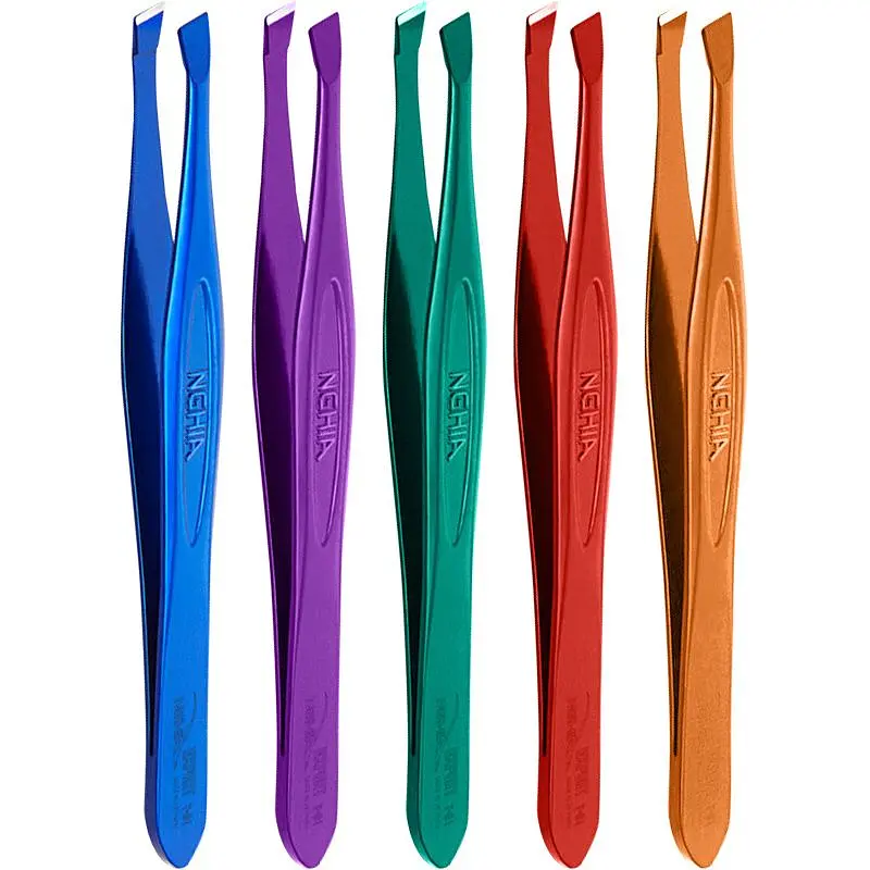Пинцет для бровей Nghia Export T.01BO скошенный коричневый - фото 2