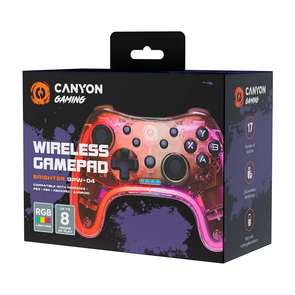 Геймпад Canyon Brighter GPW-04 Wireless RGB 5in1 PS4/Xbox360 Crystal (CND-GPW04) - фото 2