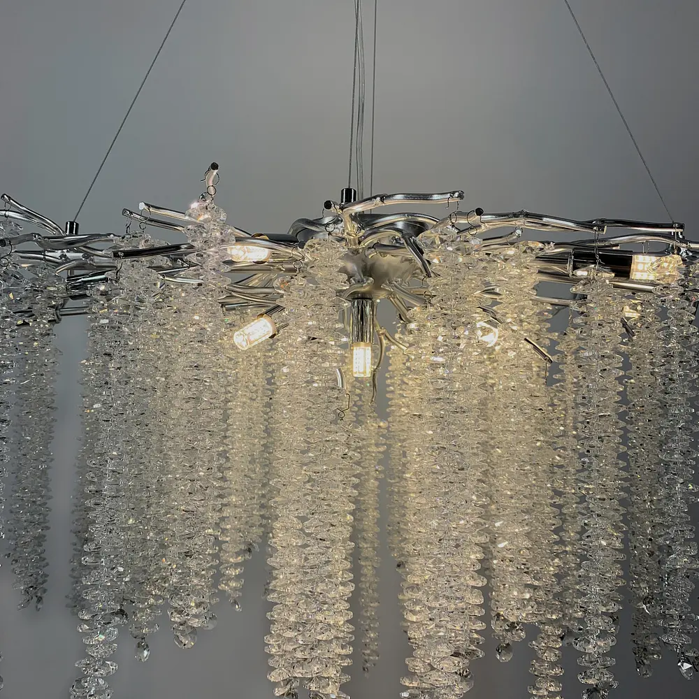 Підвісна люстра в корпусі хром з кришталевим камінням Line.F Діаметр 100см - фото 4