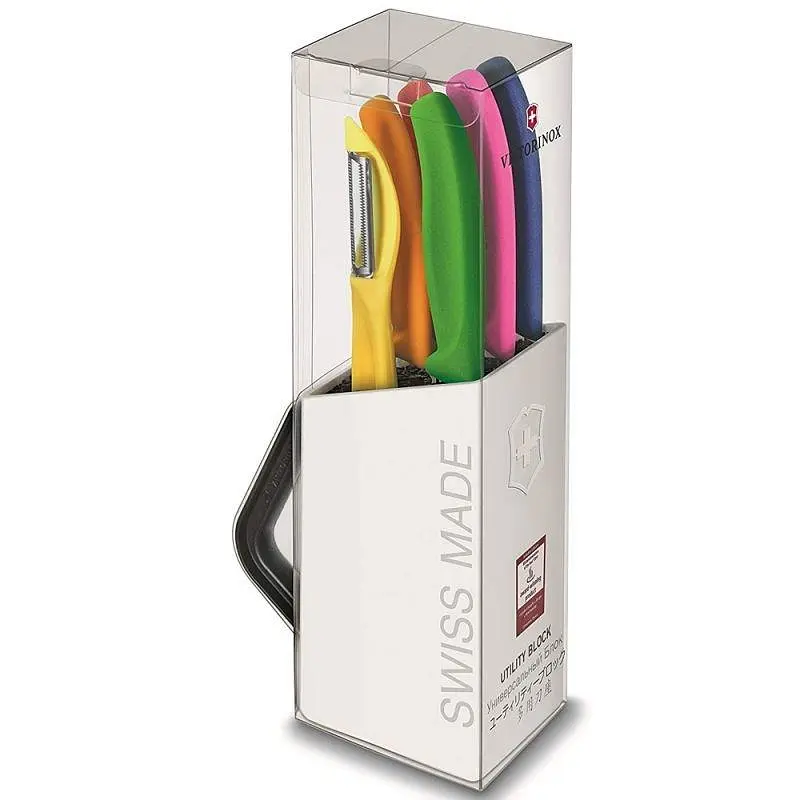 Набір кухонний Victorinox SwissClassic Utility Block 6шт з кольор. ручками з підставкою (5 ножій, овочечистка) - фото 7