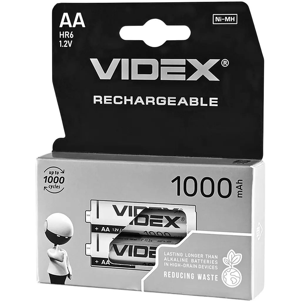 Акумулятори Videx HR6/AA 1000 mAh double blister 2 шт. (HR6/1000/2DB)