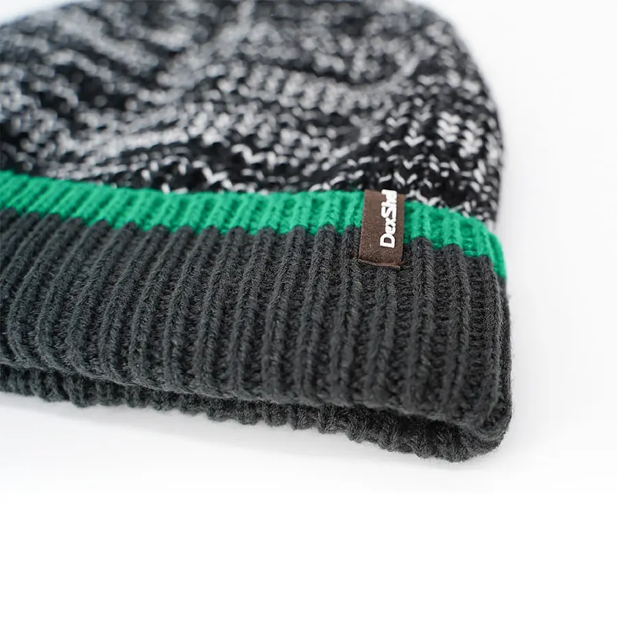 Шапка водонепроникна DexShell Cuffed Beanie, р-р S/M (56-58 см) чорна з зеленою смугою - фото 4