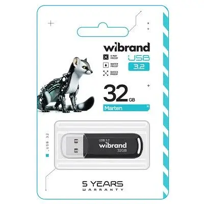 USB флеш накопичувач Wibrand 32GB Marten Black USB 3.2 Gen 1 (USB 3.0) (WI3.2/MA32P10B) - фото 2