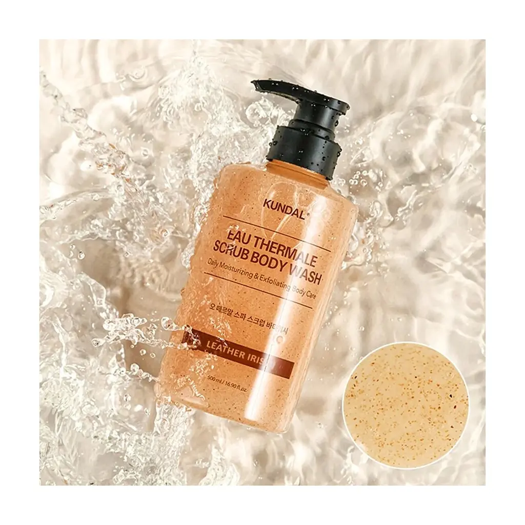 Гель для душу Kundal Eau Thermal Scrub Body Wash Leather Iris 500 мл (8809809428679) - фото 2