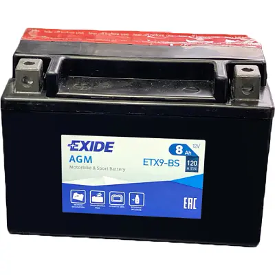 Акумулятор автомобільний EXIDE AGM 8Ah (+/-) (120EN) (ETX9-BS) - фото 2
