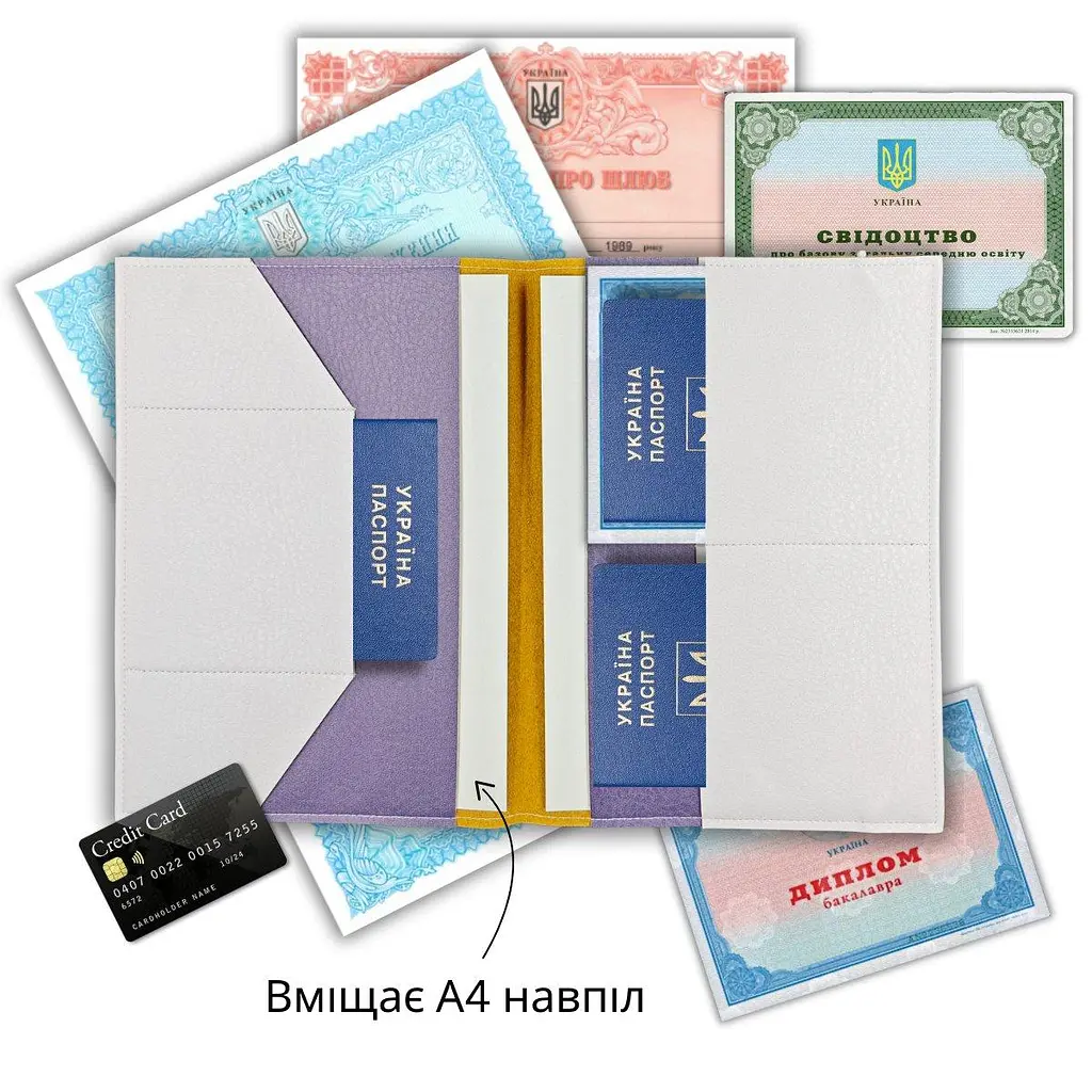 Органайзер для документів А5 сіро-блакитний, папка з принтом шестикутники - фото 3
