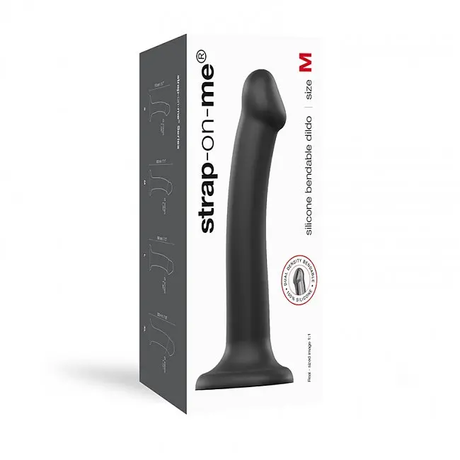 Фалоімітатор Strap-On-Me Bendable Double Density M 18 см чорний - фото 5