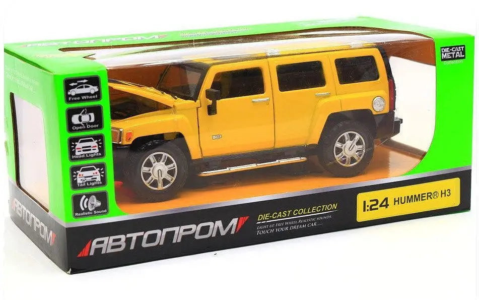 Колекційна металева модель автомобіля Автопром Hummer H3 з інерцією, світлом та звуком 1:24 - фото 6