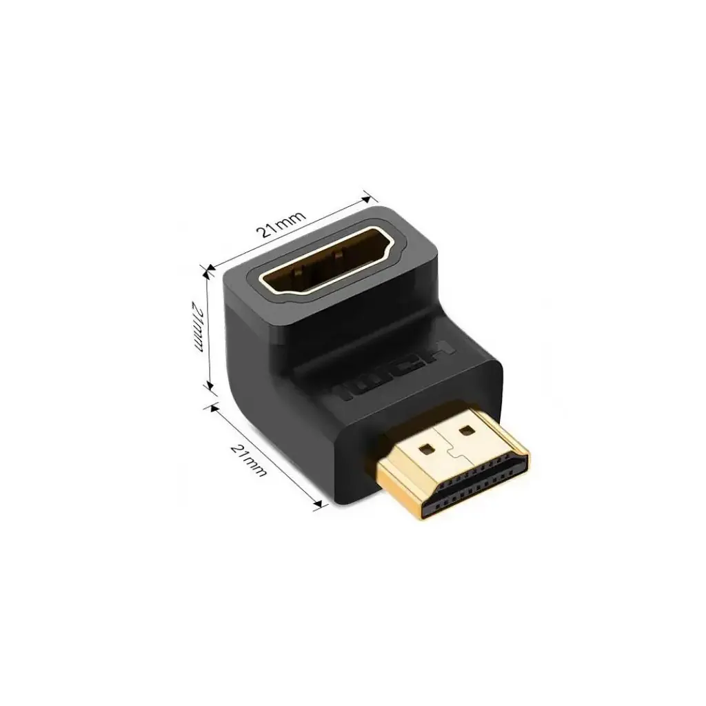 Переходник HDMI M to HDMI F 90° corner Down HD112 black Ugreen (20109) - фото 4