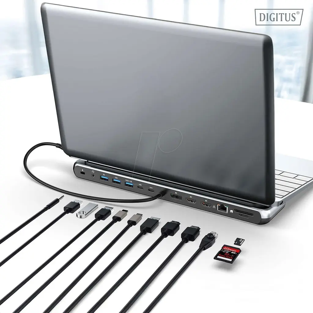 Док-станція Digitus USB-C 2xHDMI/1xDP/3xUSB-A/USB-C/RJ54/PD/Audio (DA-70919) - фото 5