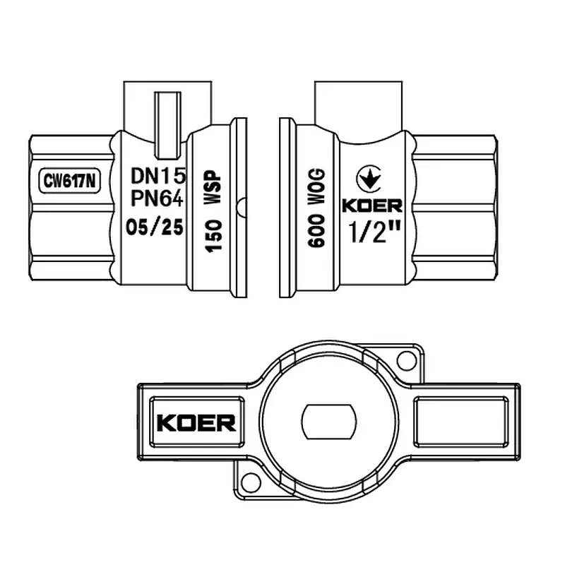 Кран кульовий ГШМ Koer Extreme KE.218-15 - 1/2" FM ручка "метелик" червона KR5759 - фото 4
