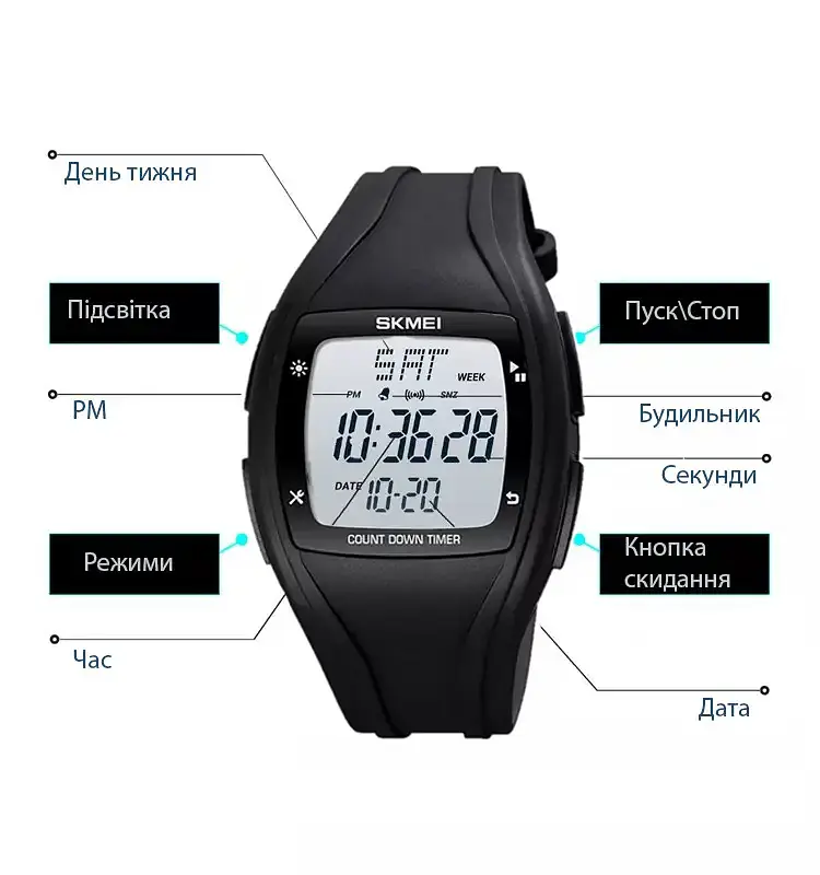Спортивний наручний годинник Skmei 1610 Чорний - фото 5