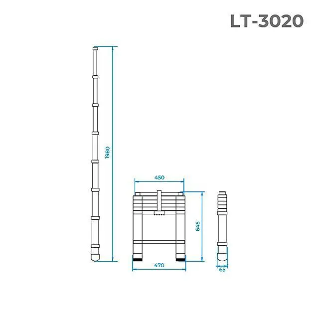 Лестница телескопическая алюминиевая Intertool высота 1980 мм х 6 ступеней LT-3020 - фото 3