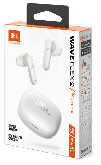 Гарнітура JBL WAVE FLEX 2 Білий (JBLWFLEX2WHT) (7065576) - фото 6