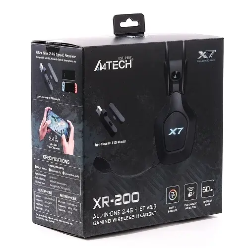 Навушники бездротові XR-200, Black, Bluetooth 5.3 / USB 2.4GHz / 3.5 мм A4Tech teh0028014 - фото 7