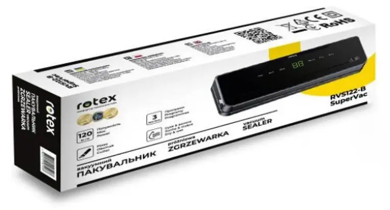 Вакууматор Rotex RVS-122-B SuperVac вакуумний пакувальник для вакуумного пакування продуктів 120 Вт Чорний - фото 5