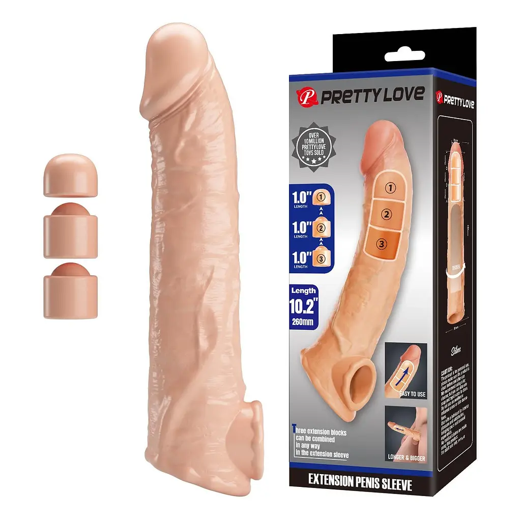 Насадка на пеніс Pretty Love Extension Penis Sleeve, 26 см (тілесний)