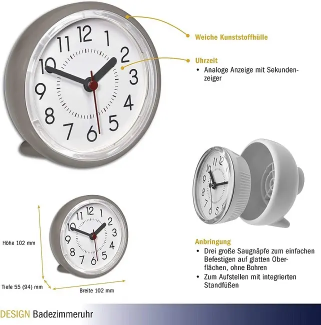 Годинник для ванної кімнати безшумний TFA 60305510 - фото 5