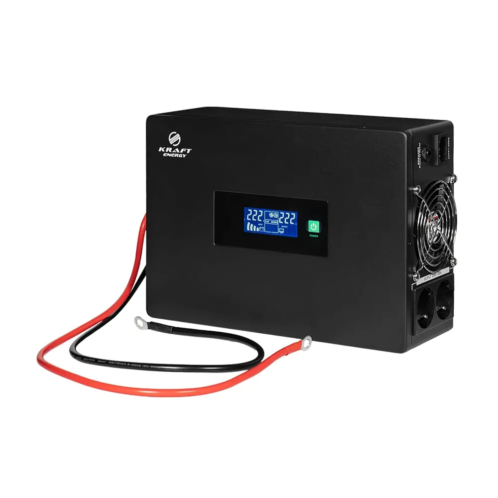 Високочастотний інвертор 1000VA/1kW Kraft KRF-SAVR1000VA/1kW-12V під зовнішній акумулятор (42-00113) - фото 2
